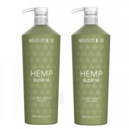 ХИДРАТИРАЩ КОМПЛЕКТ ШАМПОАН И БАЛСАМ С КОНОПЕНО МАСЛО SELECTIVE PROFESSIONAL HEMP SUBLIME SHAMPOO AND CONDITIONER 2Х1000 ml